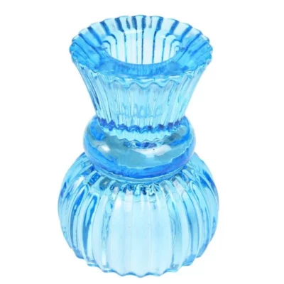 Dubbelzijdige kandelaar in glas blauw