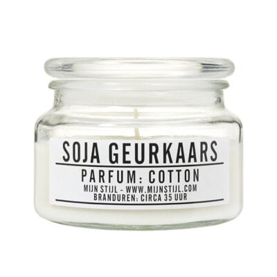 Geurkaars Cotton in glazen pot