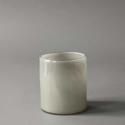 Theelichthouder van mondgeblazen glas Grijs L