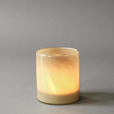 Theelichthouder van mondgeblazen glas M Grijs