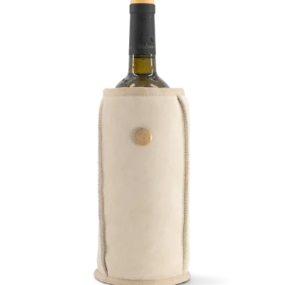 Beige suede wijnkoeler in schapenvacht