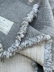 XXL katoenen sprei gemoltoneerd grijs/beige - Afbeelding 2