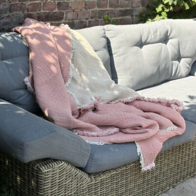 XL katoenen plaid gemoltoneerd roze/beige
