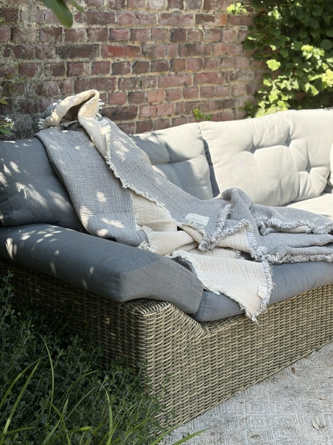 XXL katoenen sprei gemoltoneerd grijs/beige