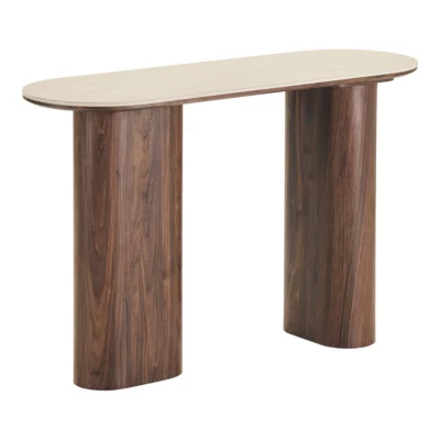 Console met blad in travertinlook