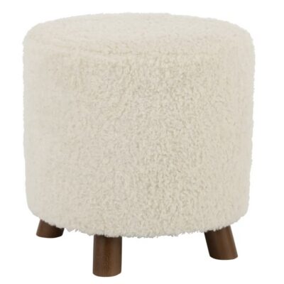 Witte poef in faux mouton