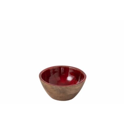 Bowl in mangohout met burgundy S